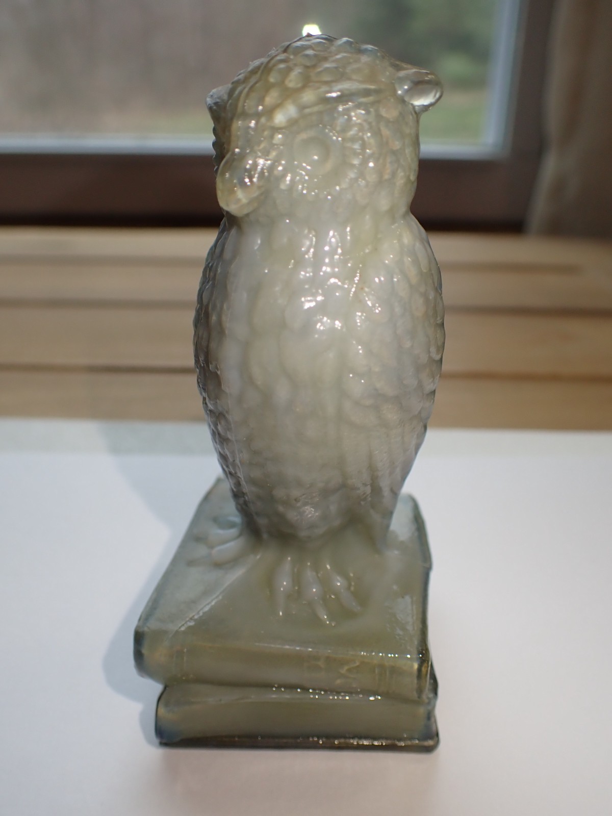 Degenhart Glass Owl Gray Olive Slag NICE