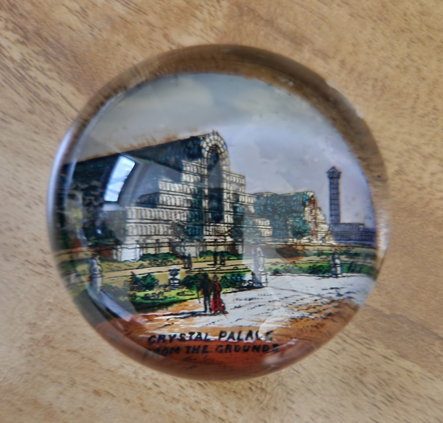 Rare Victorian Crystal Palace London souvenir glass paperweight c1880s