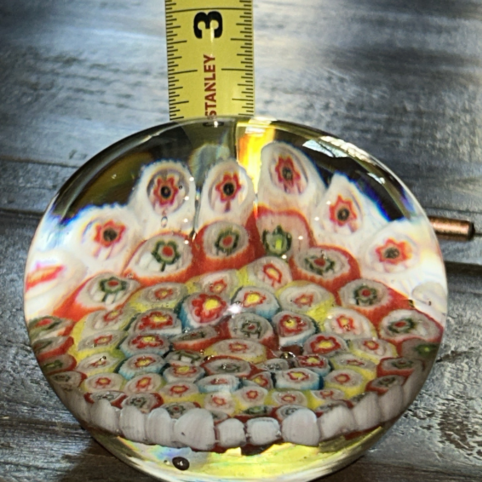 Millefiori Floral Paperweight Stunning Canes Floral Designs 3”