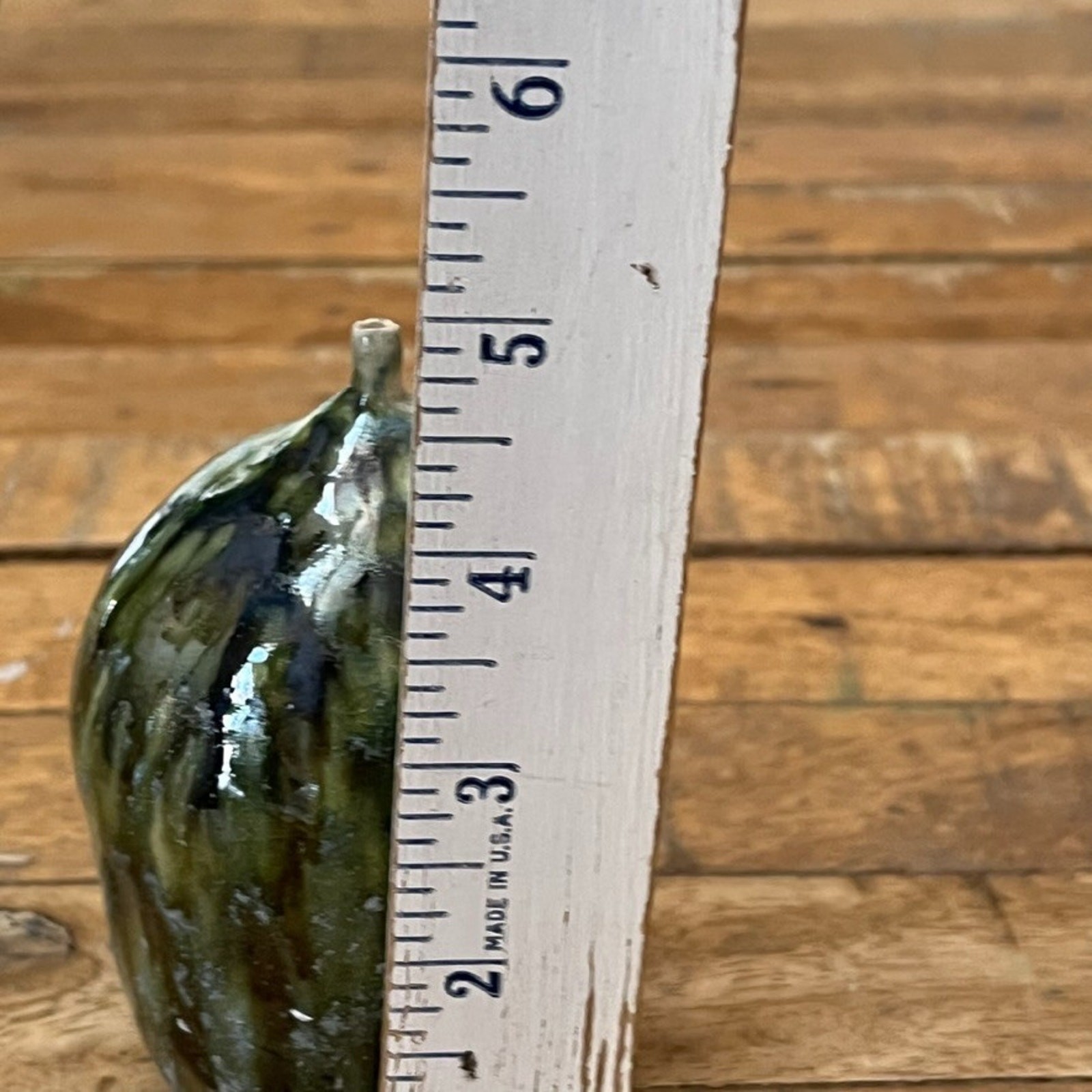 Studio Art Pottery Small Vase 4.5″ Tall Ceramic Green Blue Drip Glaze Marked W