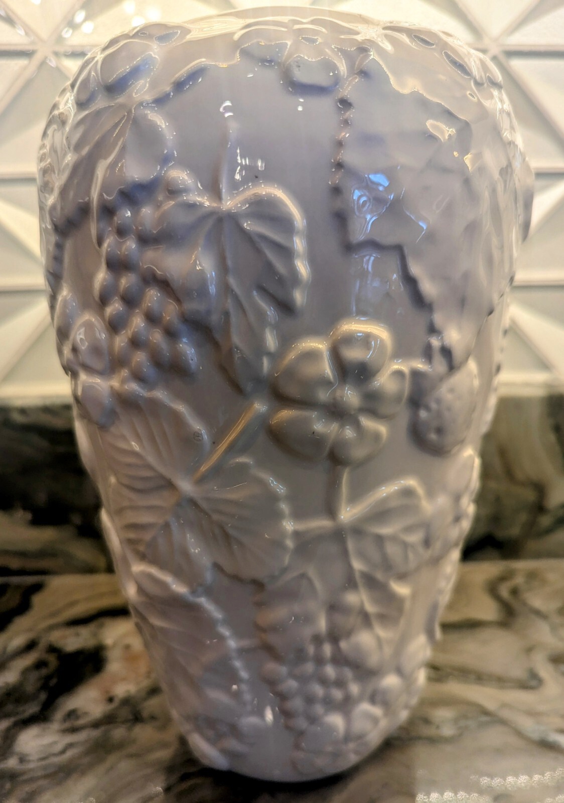 Vintage Italian Metallica Vase With Textured Floral Relief, Mid-20th Century