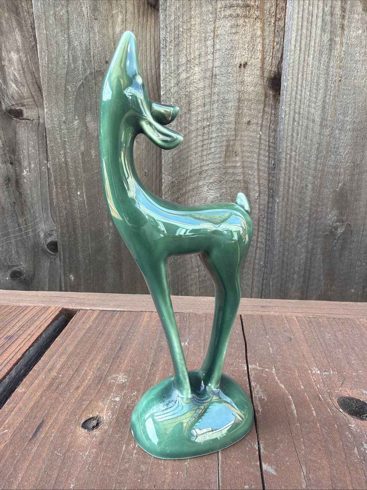 Vintage Roselane Pottery Deer Figurine Rare Green Art Deco