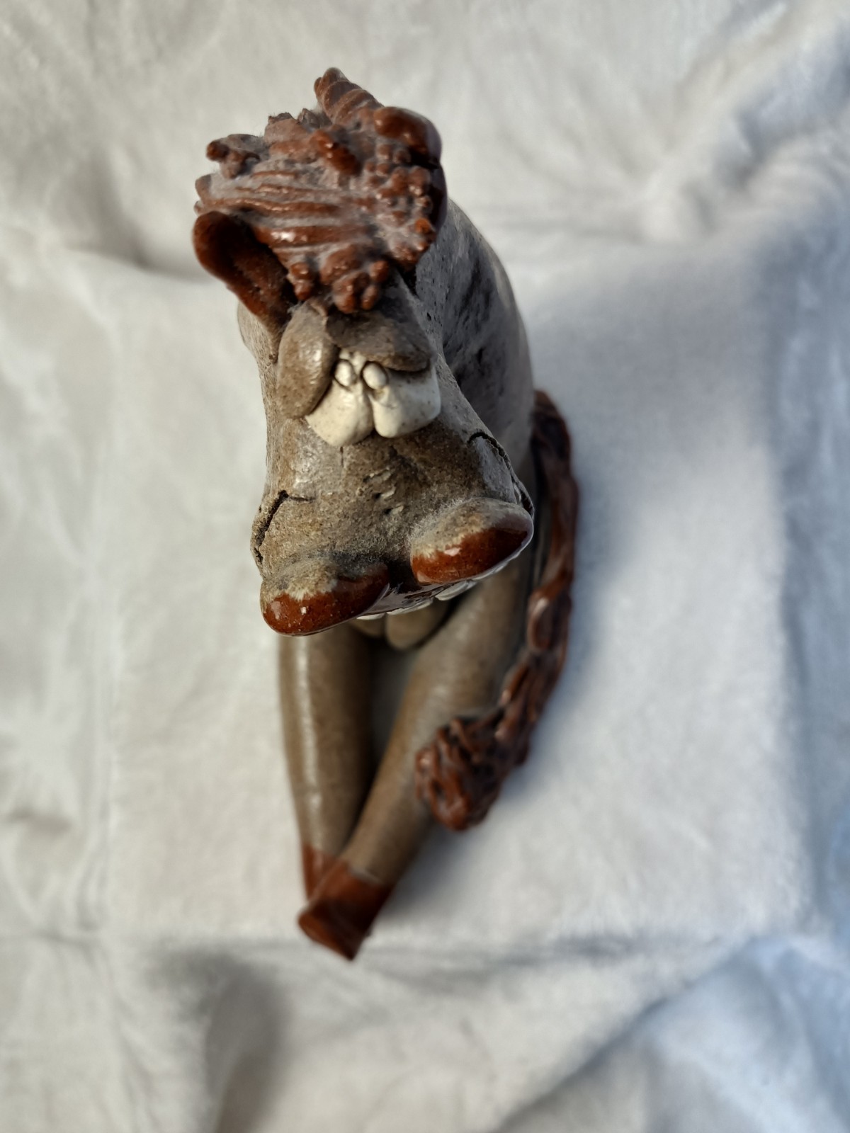 Vintage Nancy Hicks Art Pottery Humorous Grinning Horse Figurine Signed 8 x 6.5