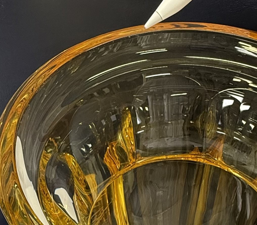 Moser Jumping Horse Vase Elder Yellow Engraved Potash Glass 12in