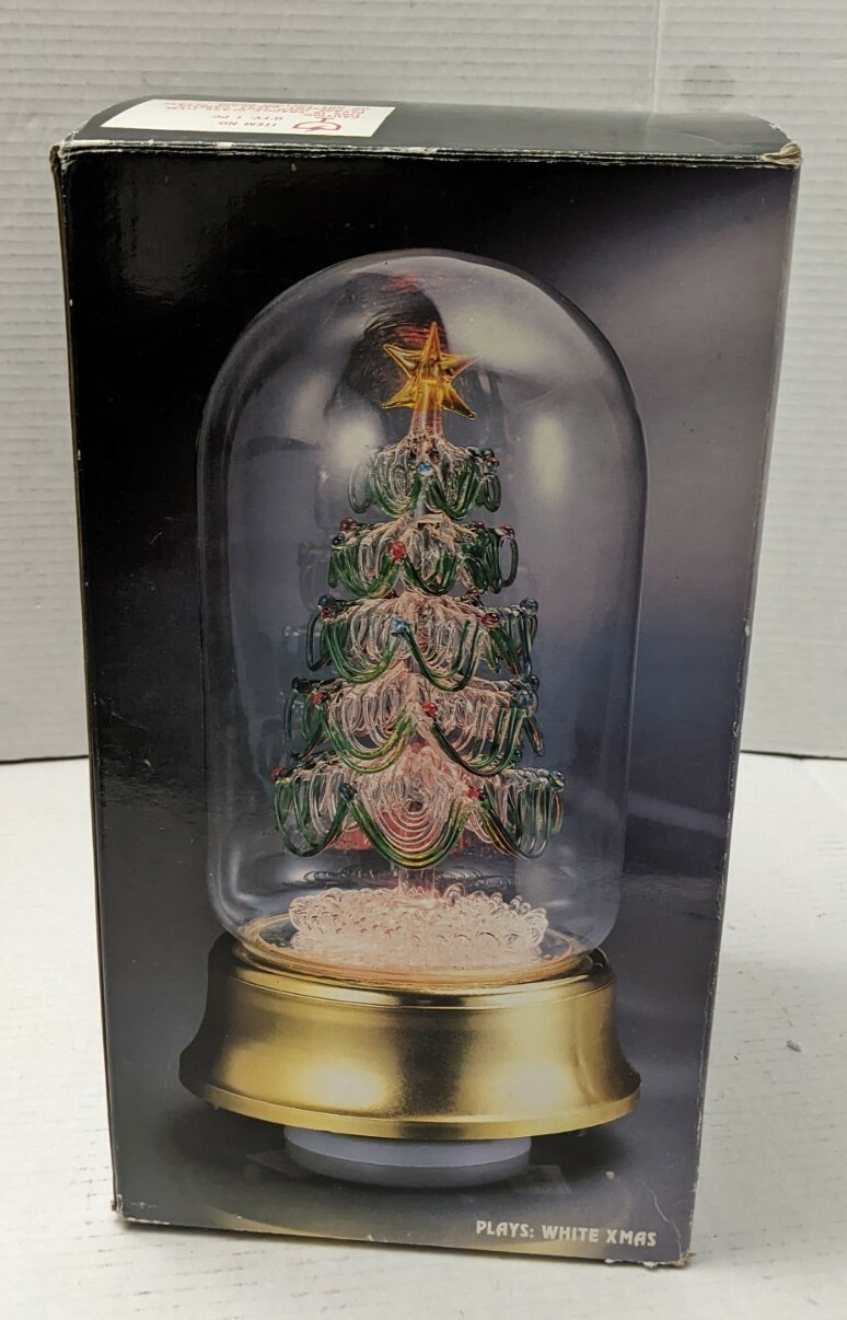 Vintage Glass Christmas Tree Night Light Plays White Christmas