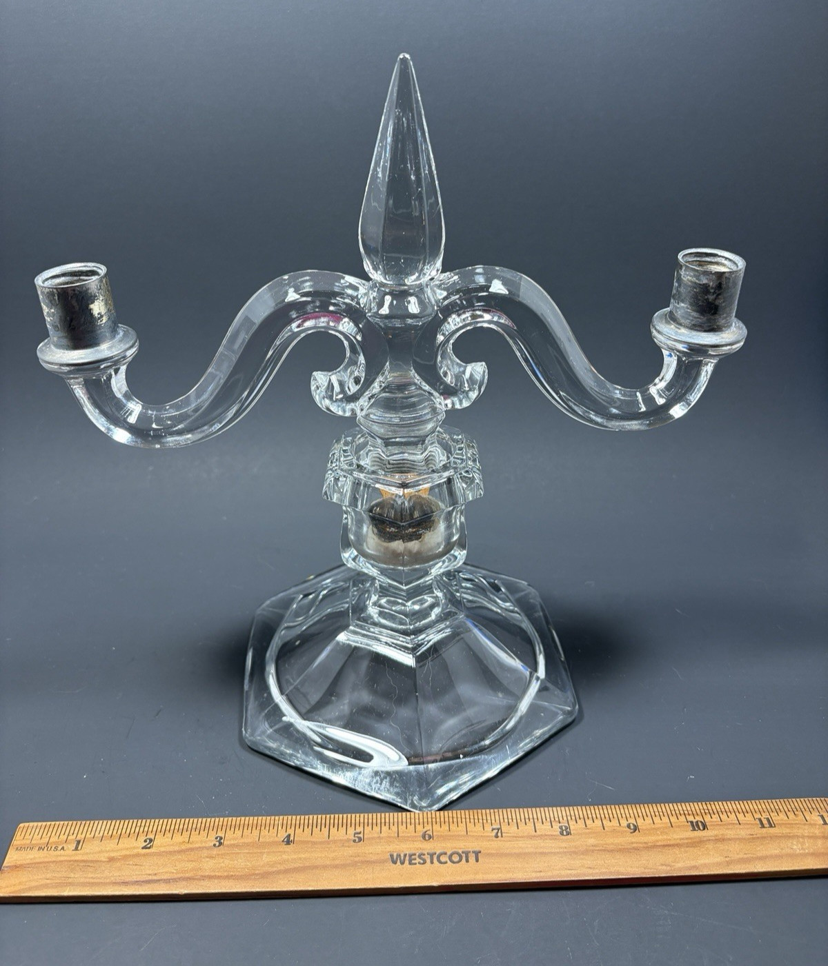 Vintage Heisey Old Williamsburg Two Light 10.5 in Candelabra
