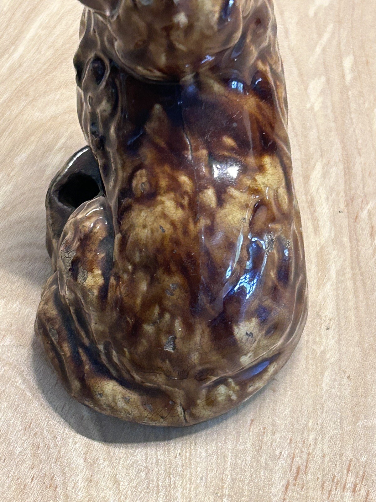 Antique 19th Century Rockingham Glaze Spaniel Figure Inkwell 4”