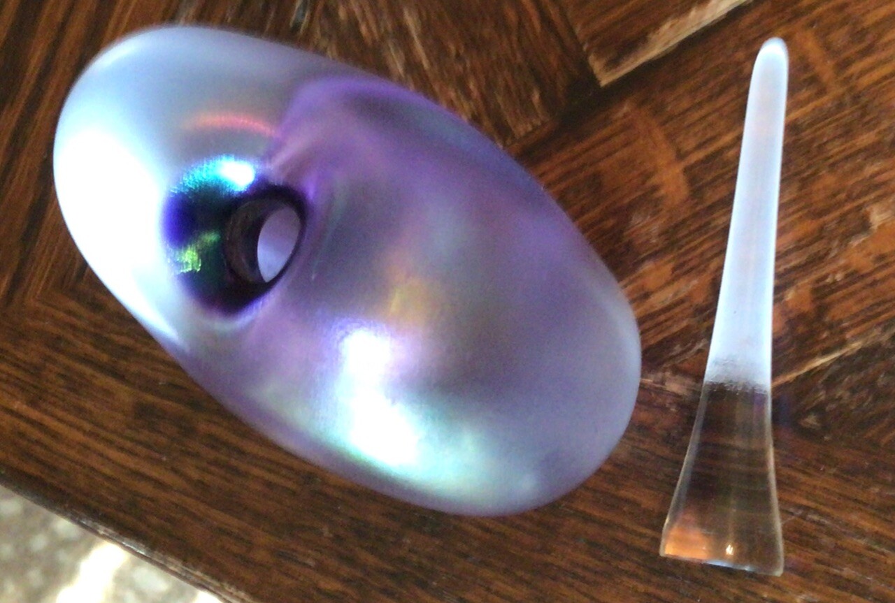 1991 ZELLIQUE Studio Art Glass Iridescent Heart PERFUME BOTTLE Joseph Morel