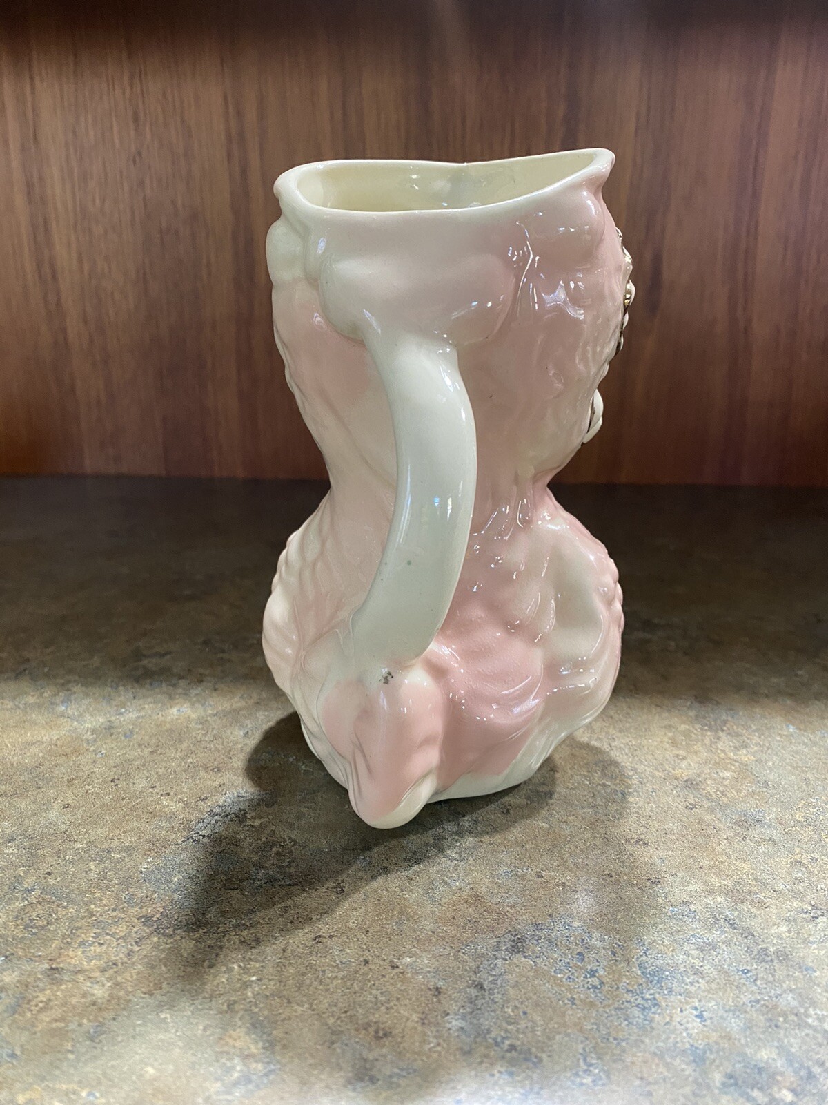 Vintage Shawnee Pottery Chick Pitcher Vase Pink Gold Accents Easter Centerpiece