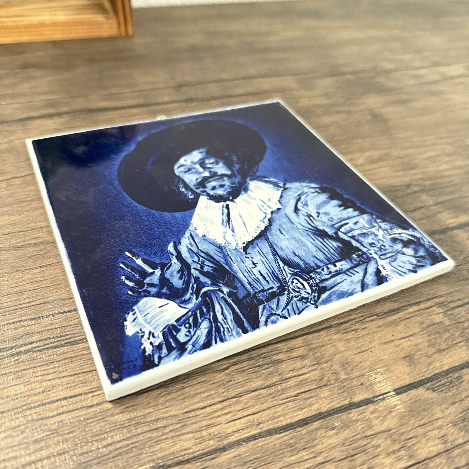 Royal Delft – The Merry Drinker – Hand Painted in Holland 6″x6″ Square Blue Tile