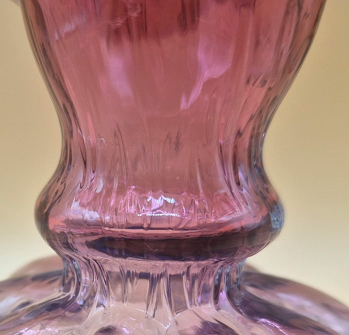 Fenton Mulberry Beaded Melon Ruffled Vase 5.5″ Glass Purple Blue & Mint