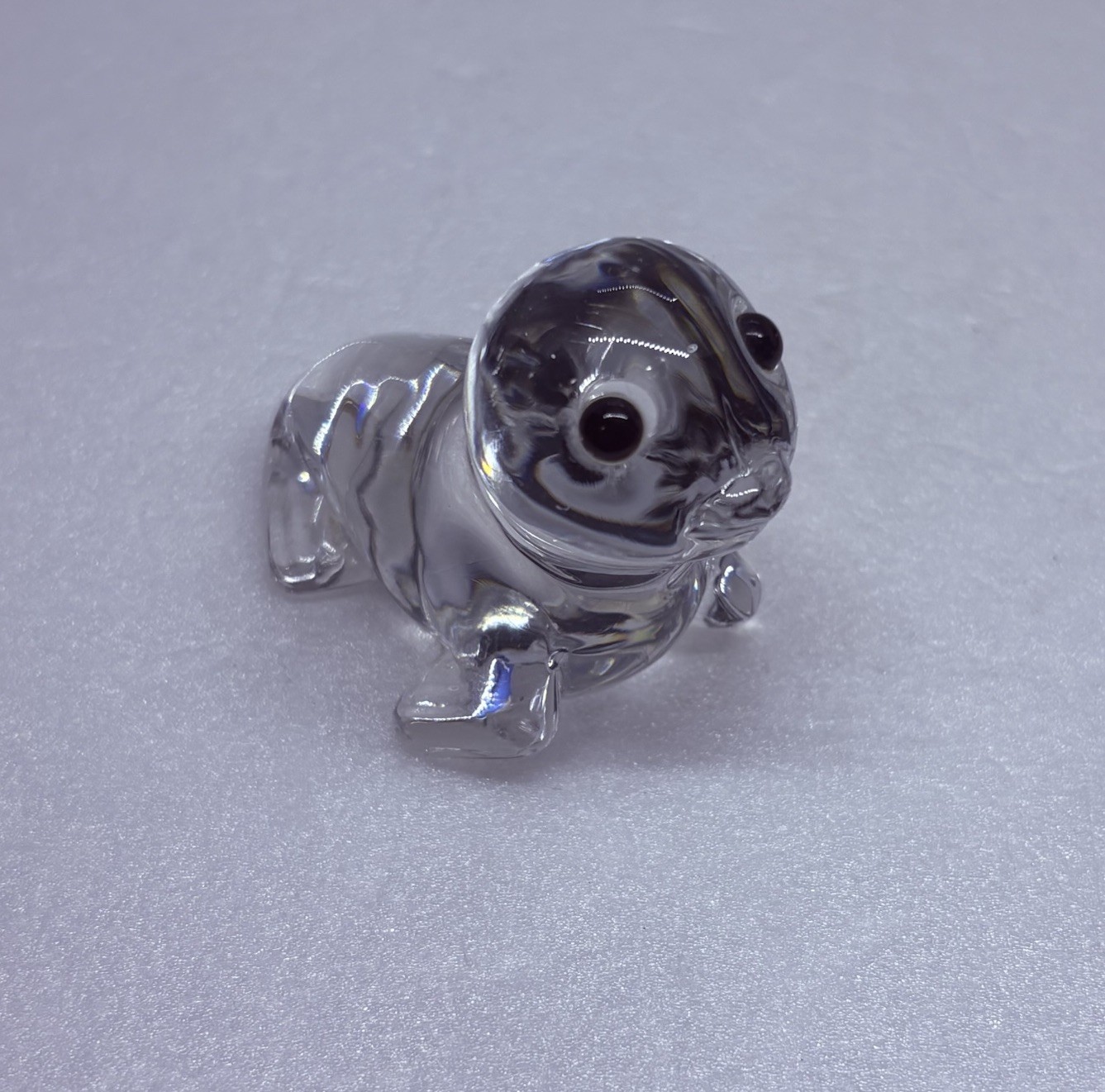 Vintage Oneida Crystal Baby Seal Figurine Paperweight Hand Cut Glass Decor 35
