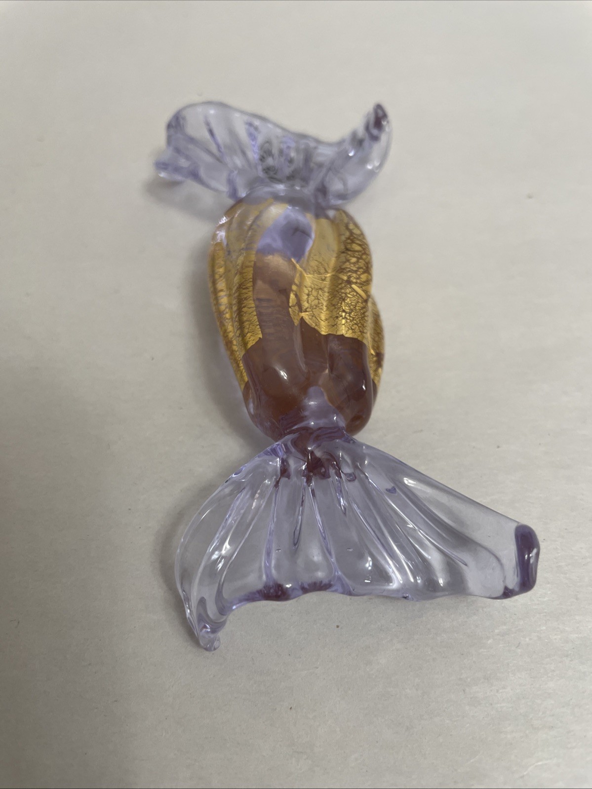 Murano Glass Rectangular Candy – Clear Purple/Gold