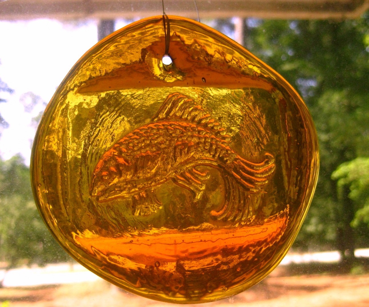 Blenko Pressed Art Glass Suncatcher ~Orange Fish~STUNNING IN THE LIGHT!!