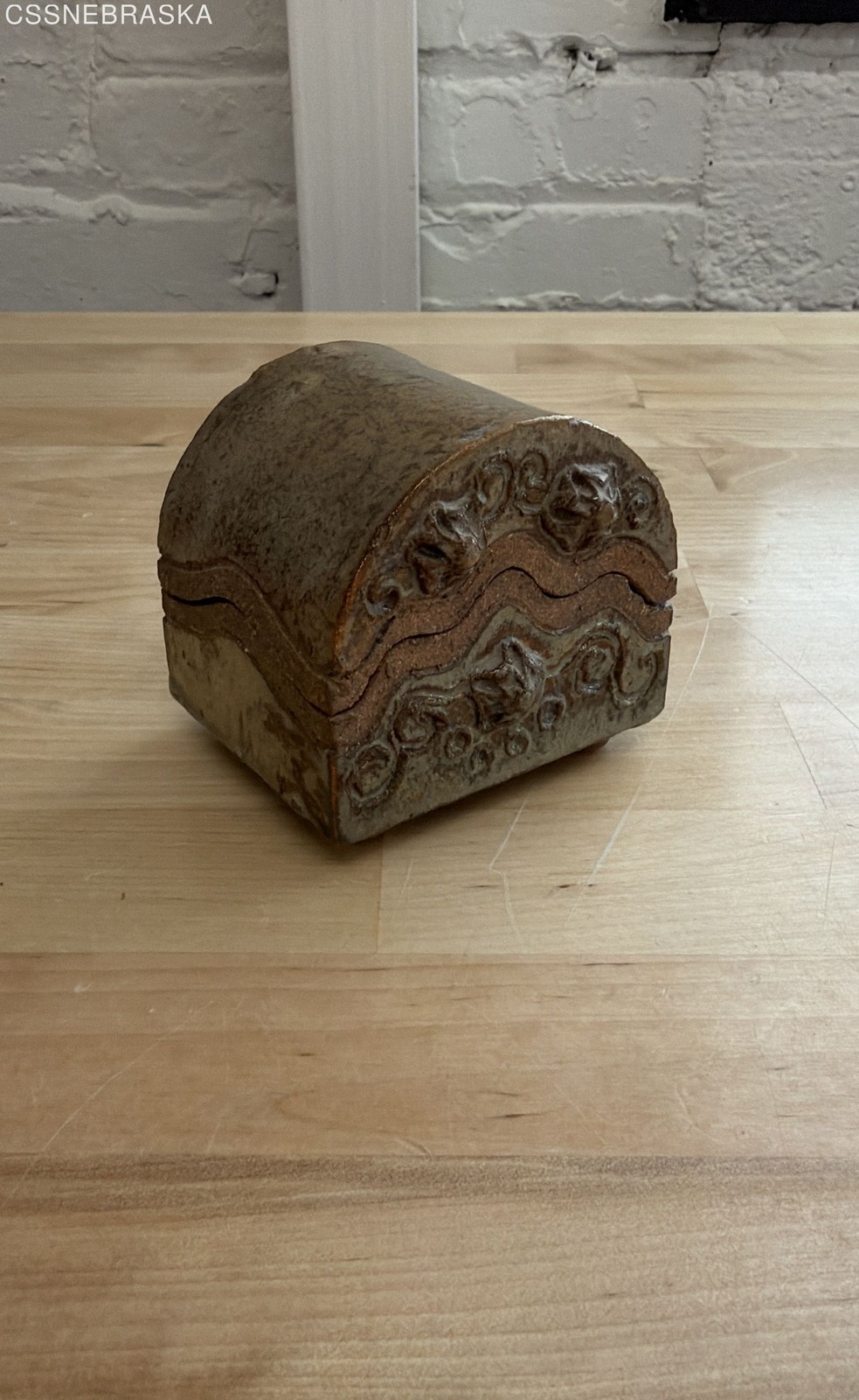 Nancy Katz Studio Pottery Ceramic Lidded Box Signed Earth Tone 2020