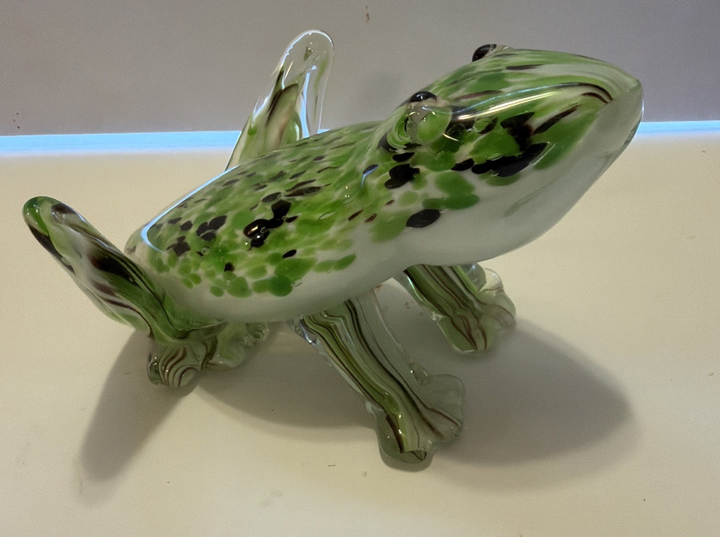 Murano Cristalieria D’arte Glass Blown Art Glass Frog Sculpture With Label