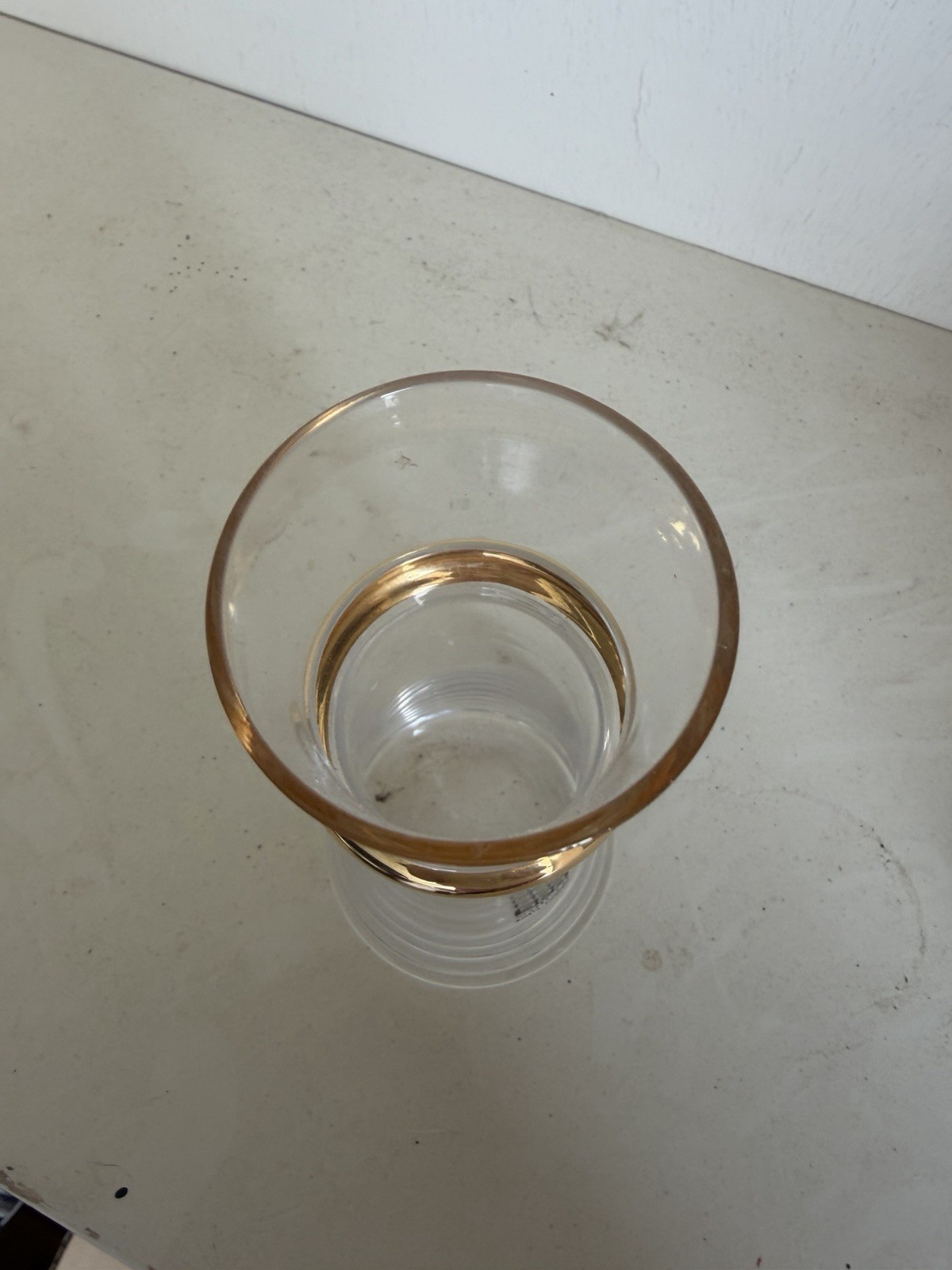 SEA Glasbruk AB Clear Glass Vase with Gold Band, Clear/Gold, Sweden
