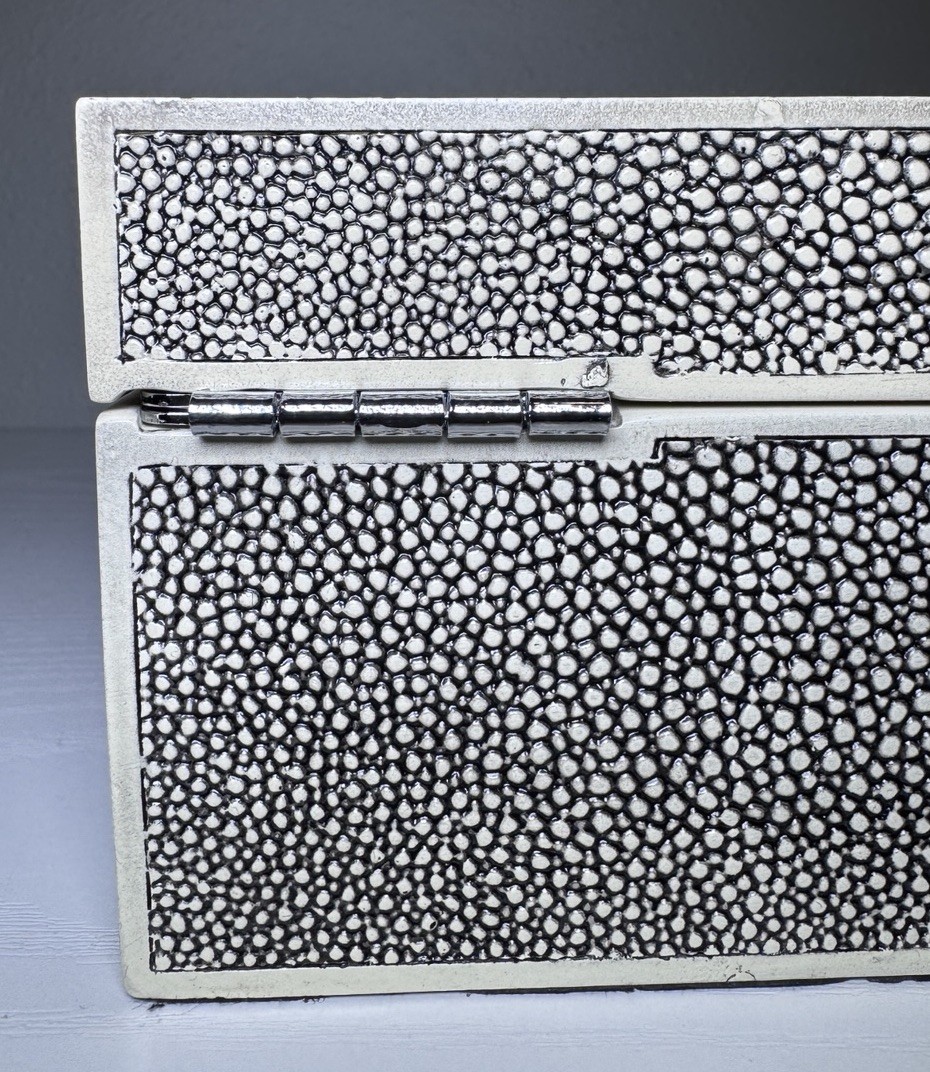 Vintage Shagreen Keepsake Box Blue/Black White – Heavy – 4 Pounds – 3”x5”x7”