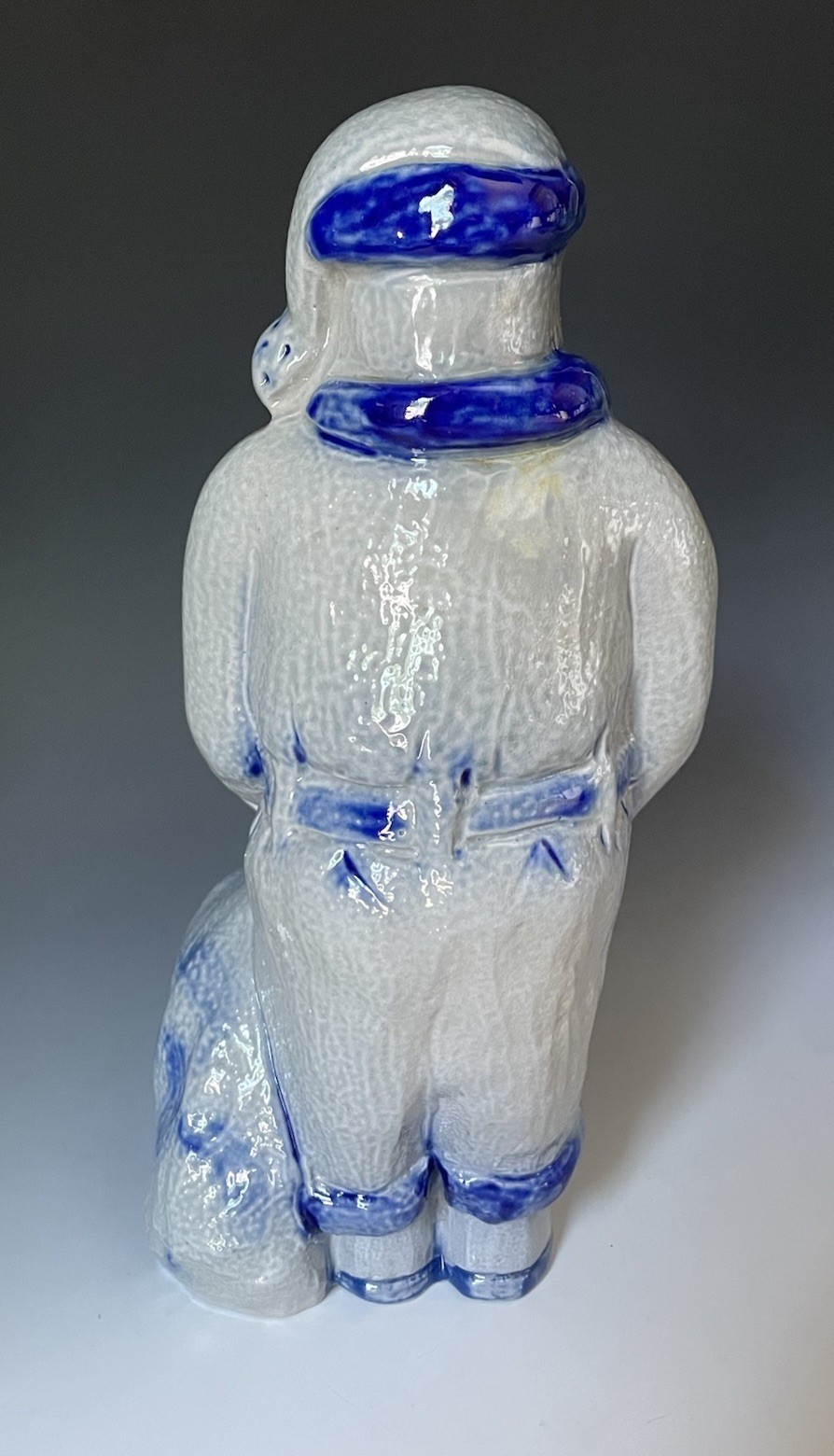 Vintage 2000s Eldreth Stoneware Cobalt Glazed Pottery Belsnickel Santa Figure