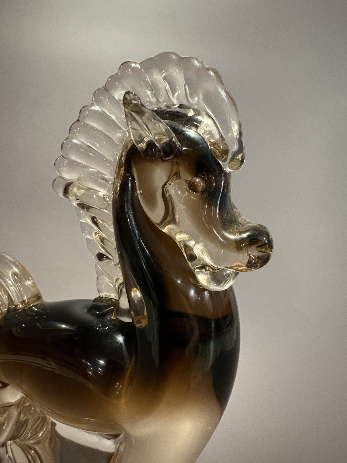Murano Sommerso Glass Horse Figurine By V. Nason, Labeled
