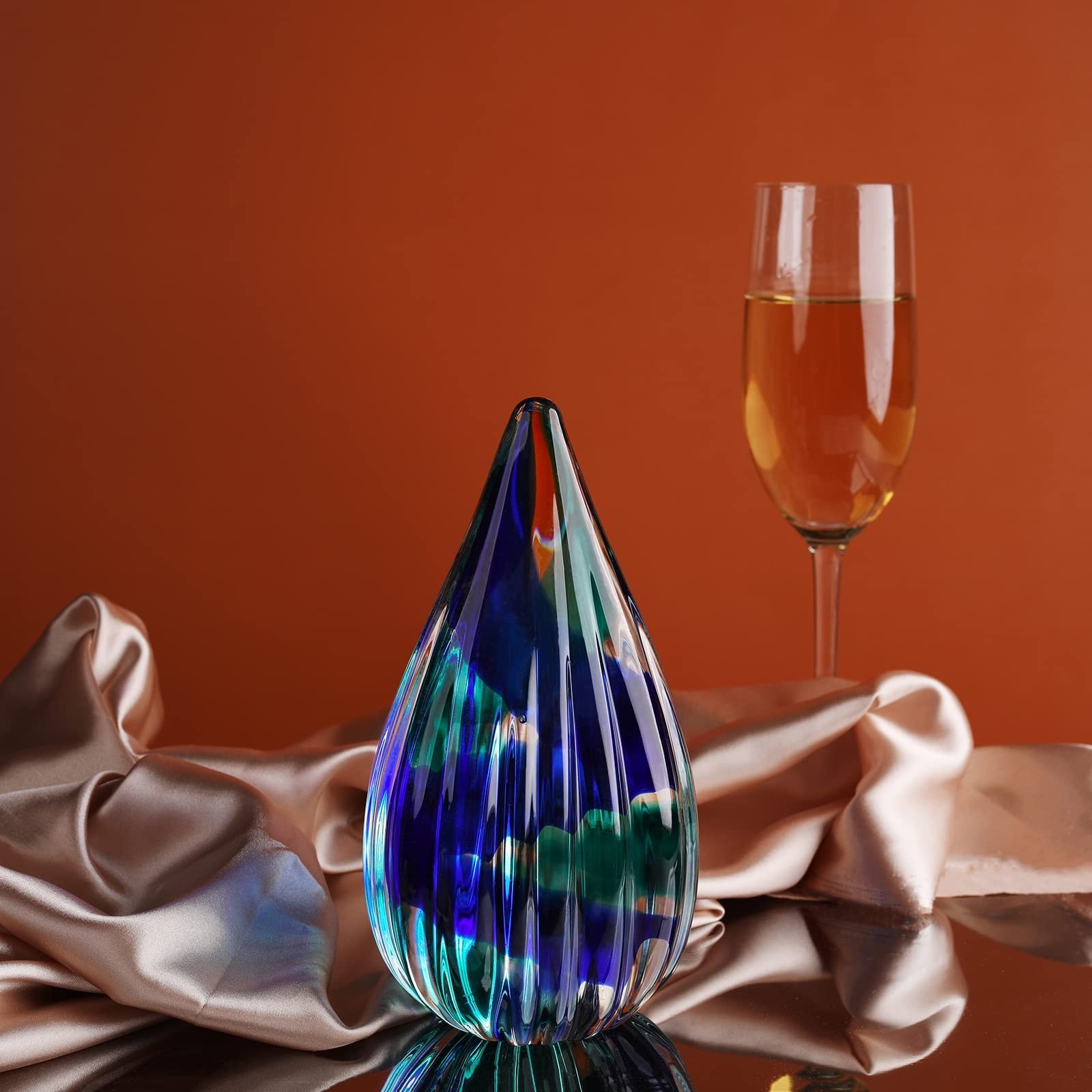 Hand-Blown Murano-Style Glass Sculpture Figurine – Unique Green-Blue Art Gift