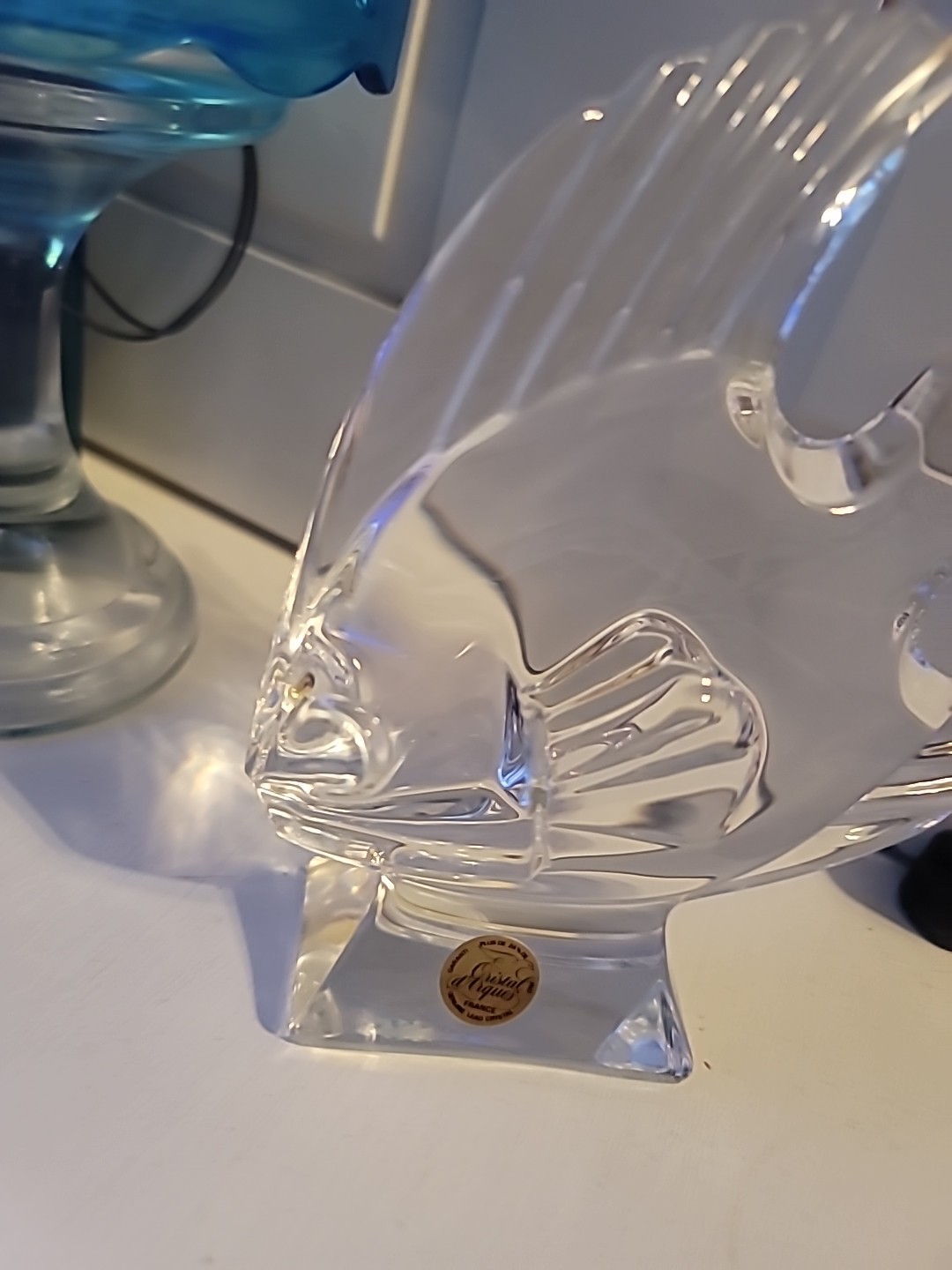 Paperweight Glass Cristal D’ Arques Fish Figurine Lead Crystal France 5 1/4″