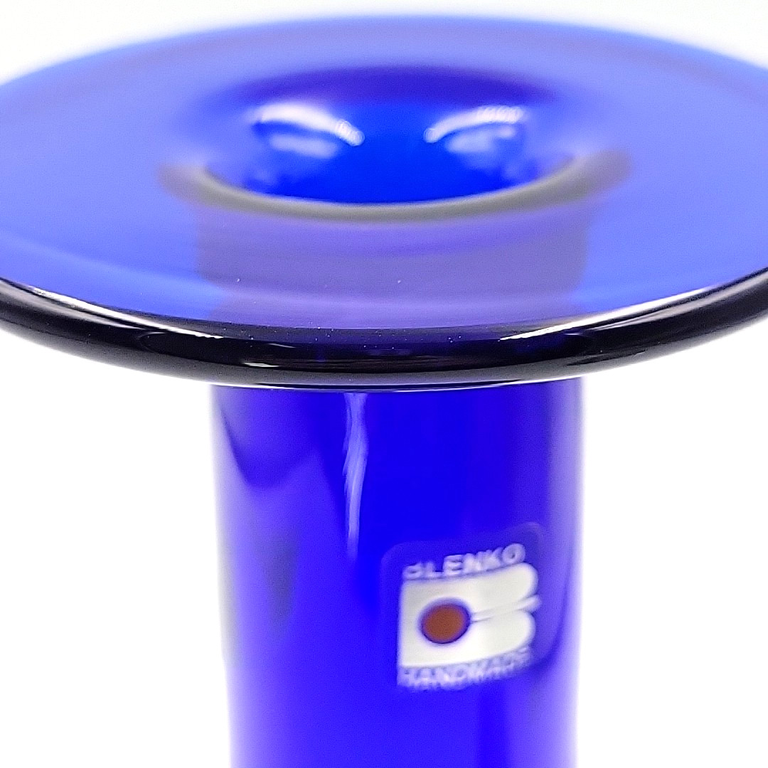 Vintage Blenko Glass #9025 Cobalt Blue Single Candle Stick Holder 9.5 inches