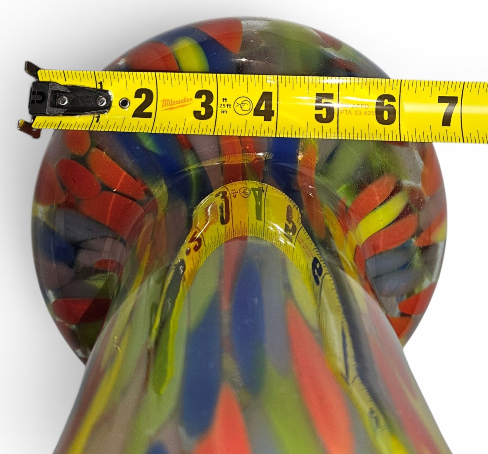 Vintage Art Glass Confetti Vase Multicolor Hand Blown Vase 13″