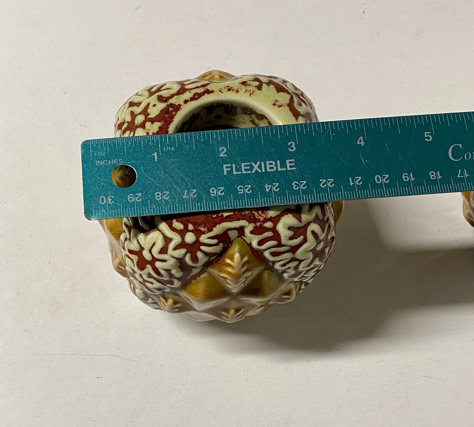 Set Of 2 Rust & Gold Colored Ceramic Votive, Tea Or Tapered 4” Candle Holders
