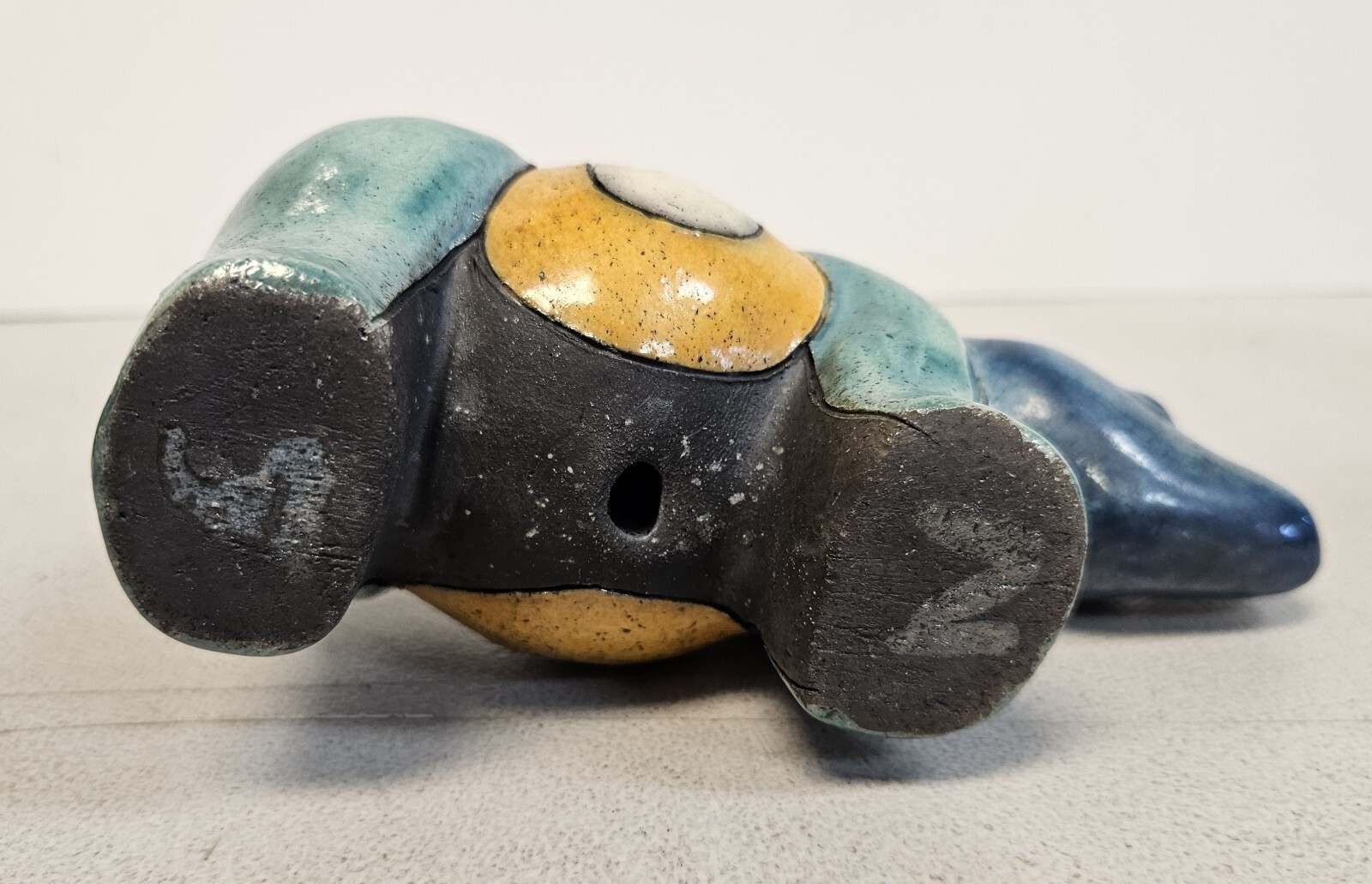 Vintage South Africa Colorful RHINO Fenix Raku Pottery Statue Figurine