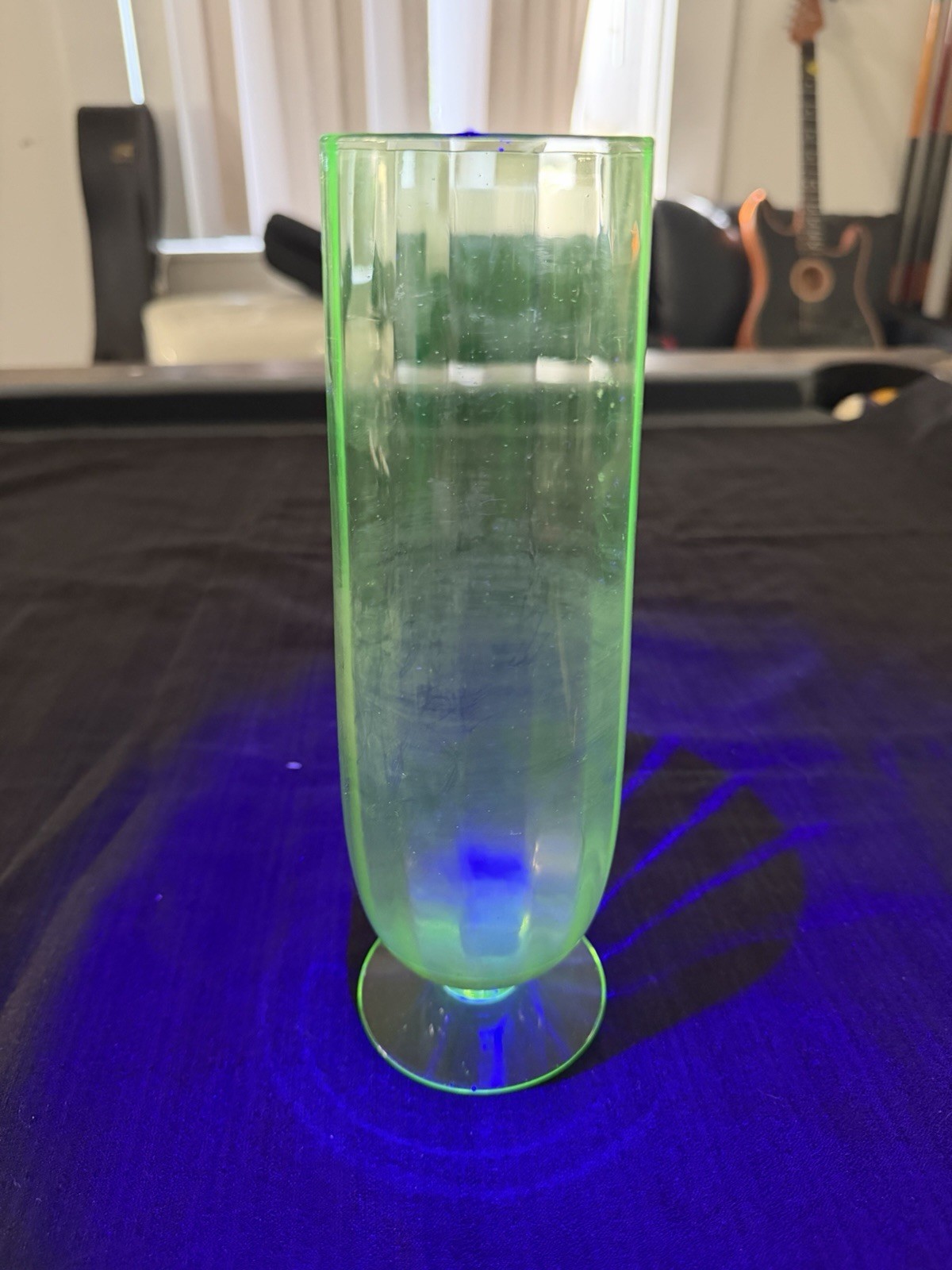 Vintage Green Glass Bud Vase Uranium Glass 9.5”