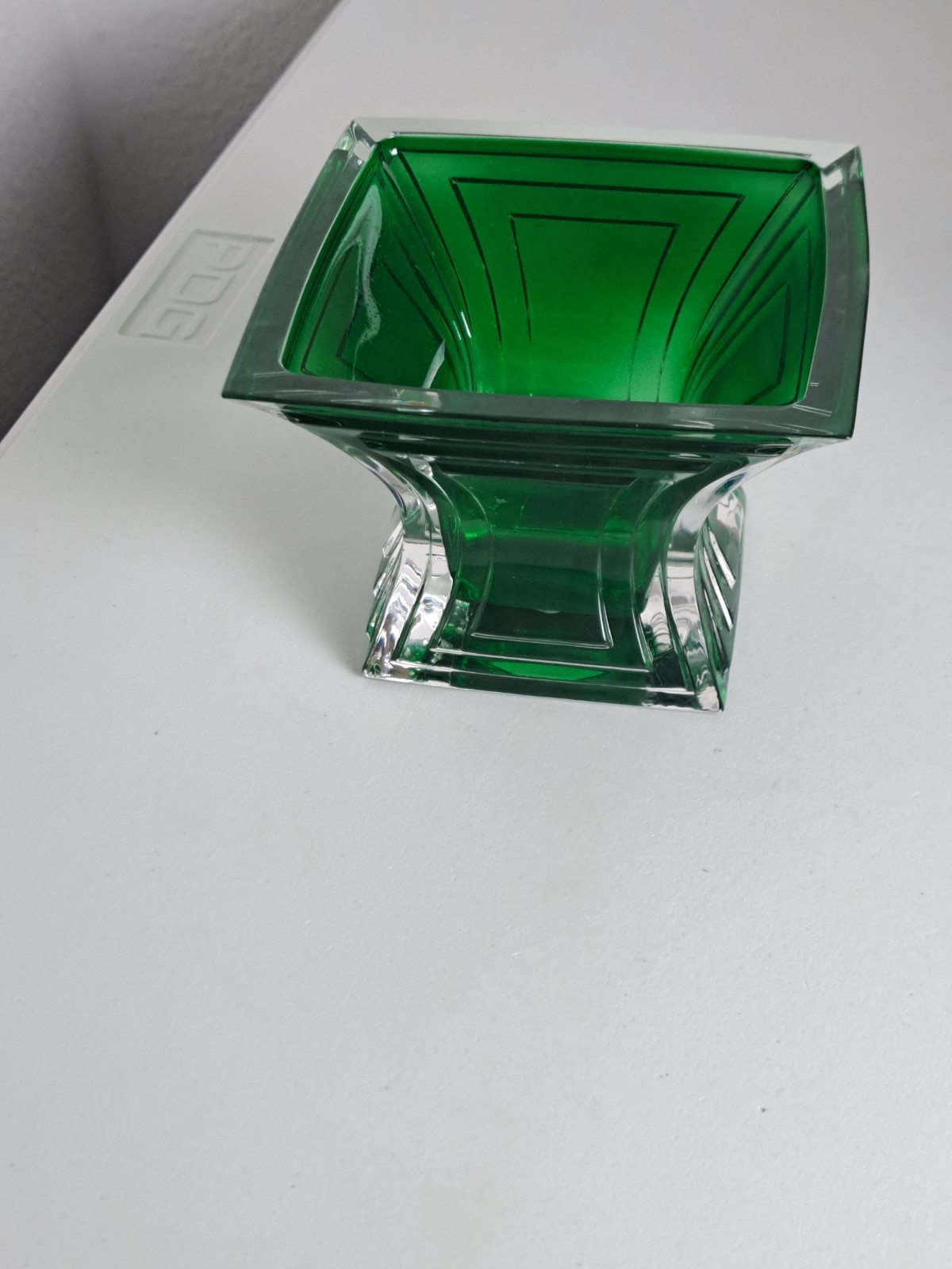 MIKASA VT133 610 “City Lights” Green Crystal Square Votive Candle Holder