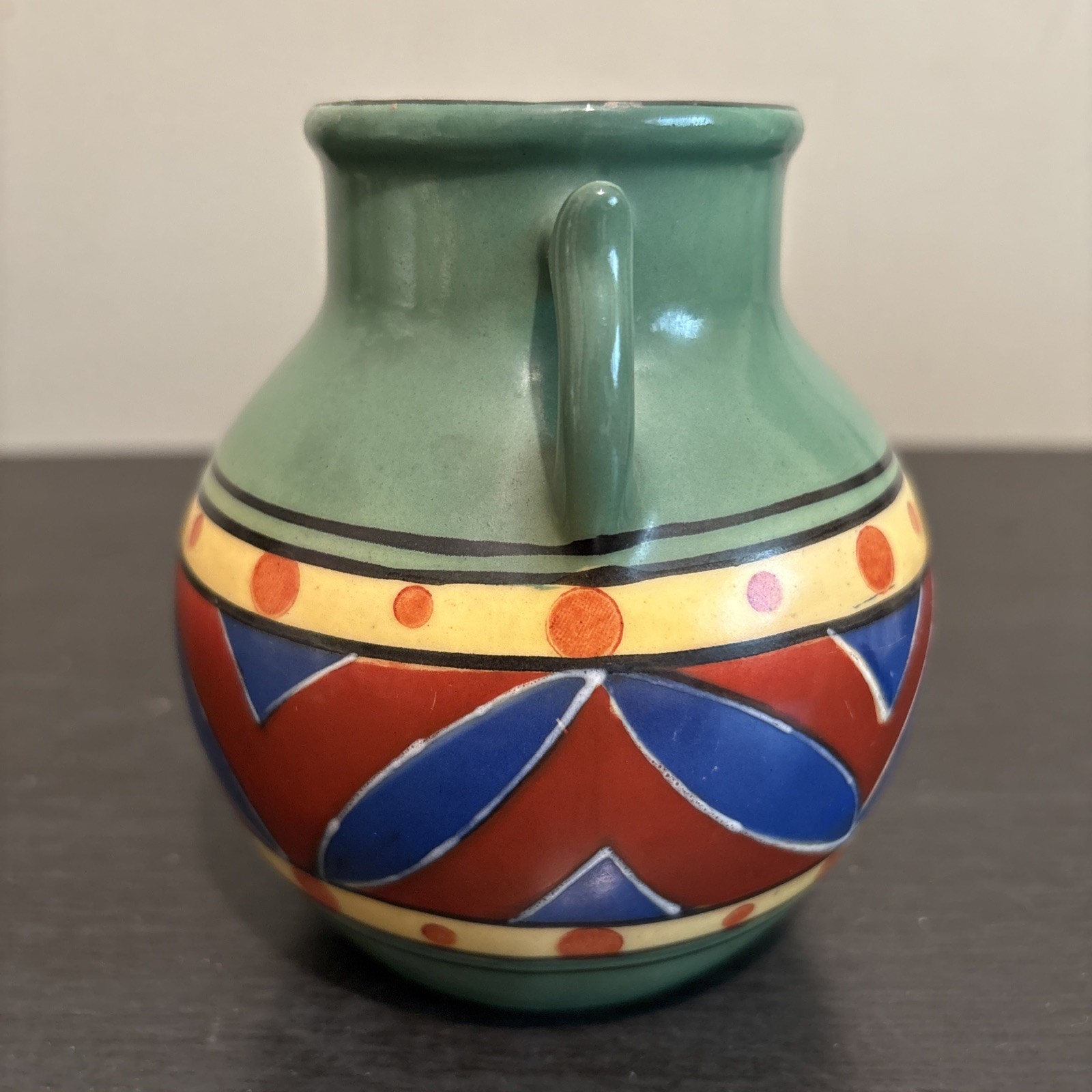 VTG Art Deco Geometric Czechoslovakia Celebrate Registered Vase Hand Painted 5”