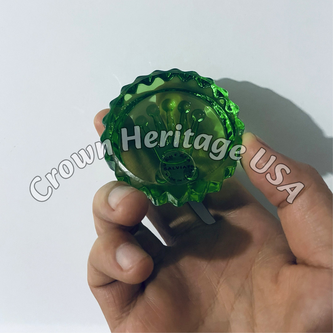 Rolex Triplock Italian Green Glass Paperweight Salviati Collectors Display Piece