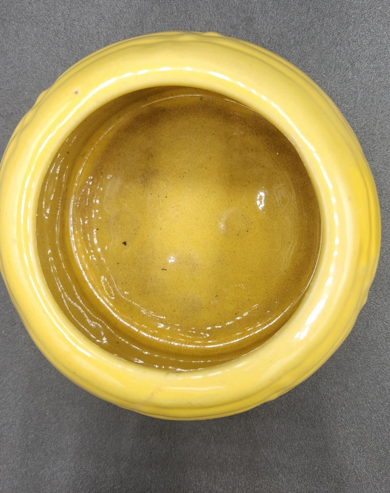 Vintage FRANKOMA POTTERY 803 Honey Jug Beehive Yellow Glaze W/Bee Lid, 12oz, USA