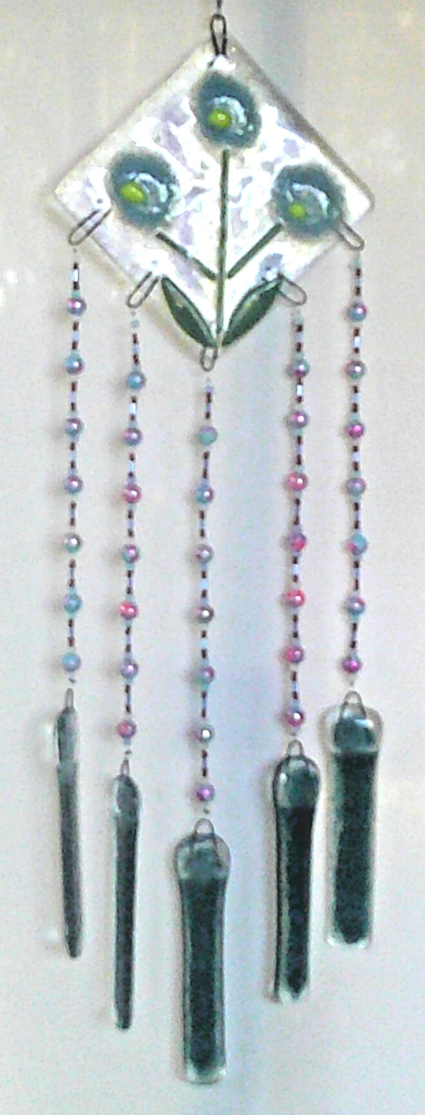 fused stained glass wind chime hand made crafted