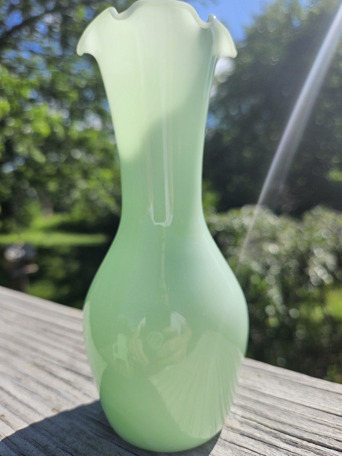 Jade Vase Green Glass 6 Tall Bud Vase
