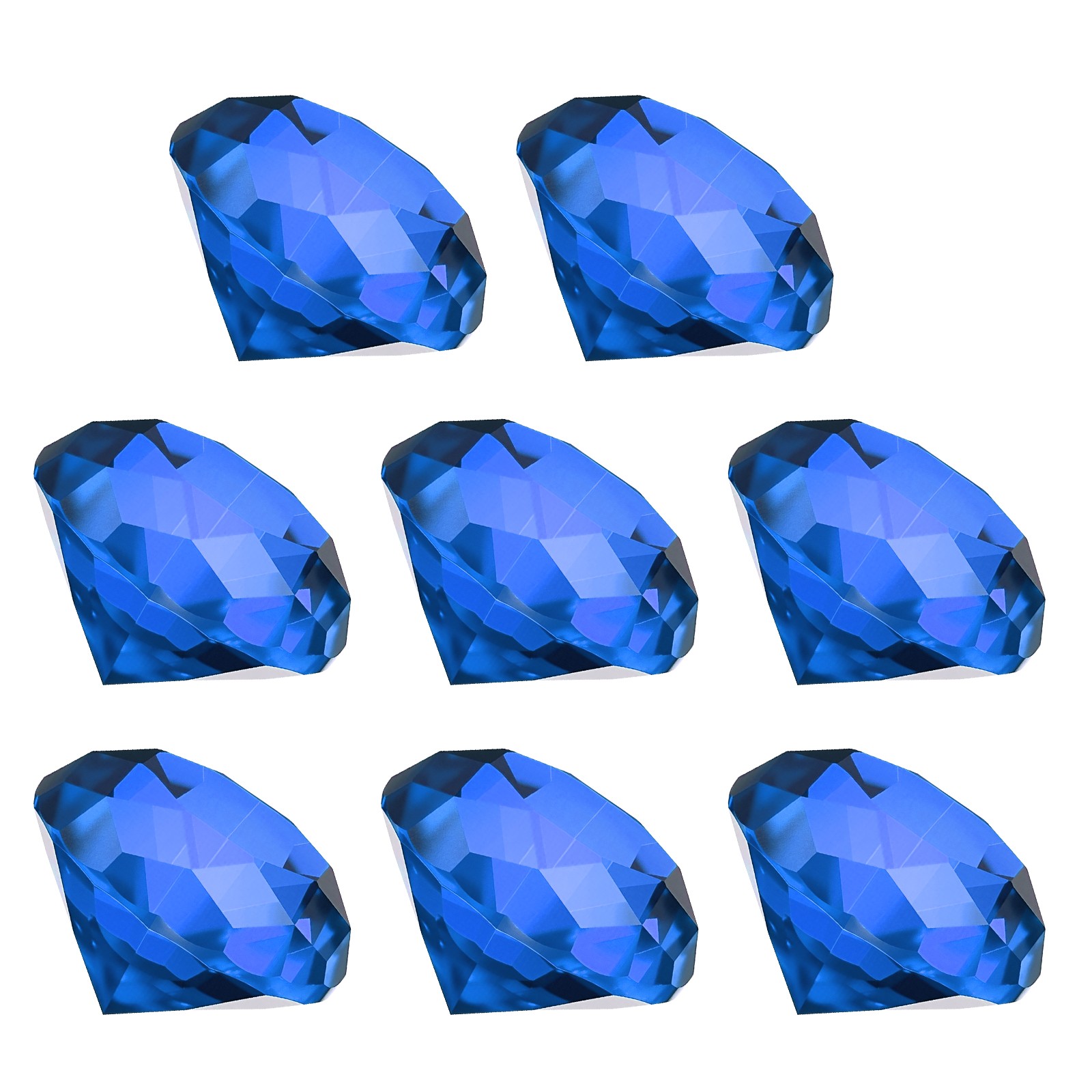 8 Pcs 40mm / 1.57 Inch Diamond Crystal Paperweight, Dark Blue