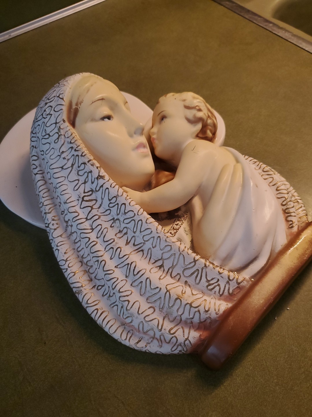 Vintage Arturo Pannunzio Terracotta Madonna & Child Plaque Italy