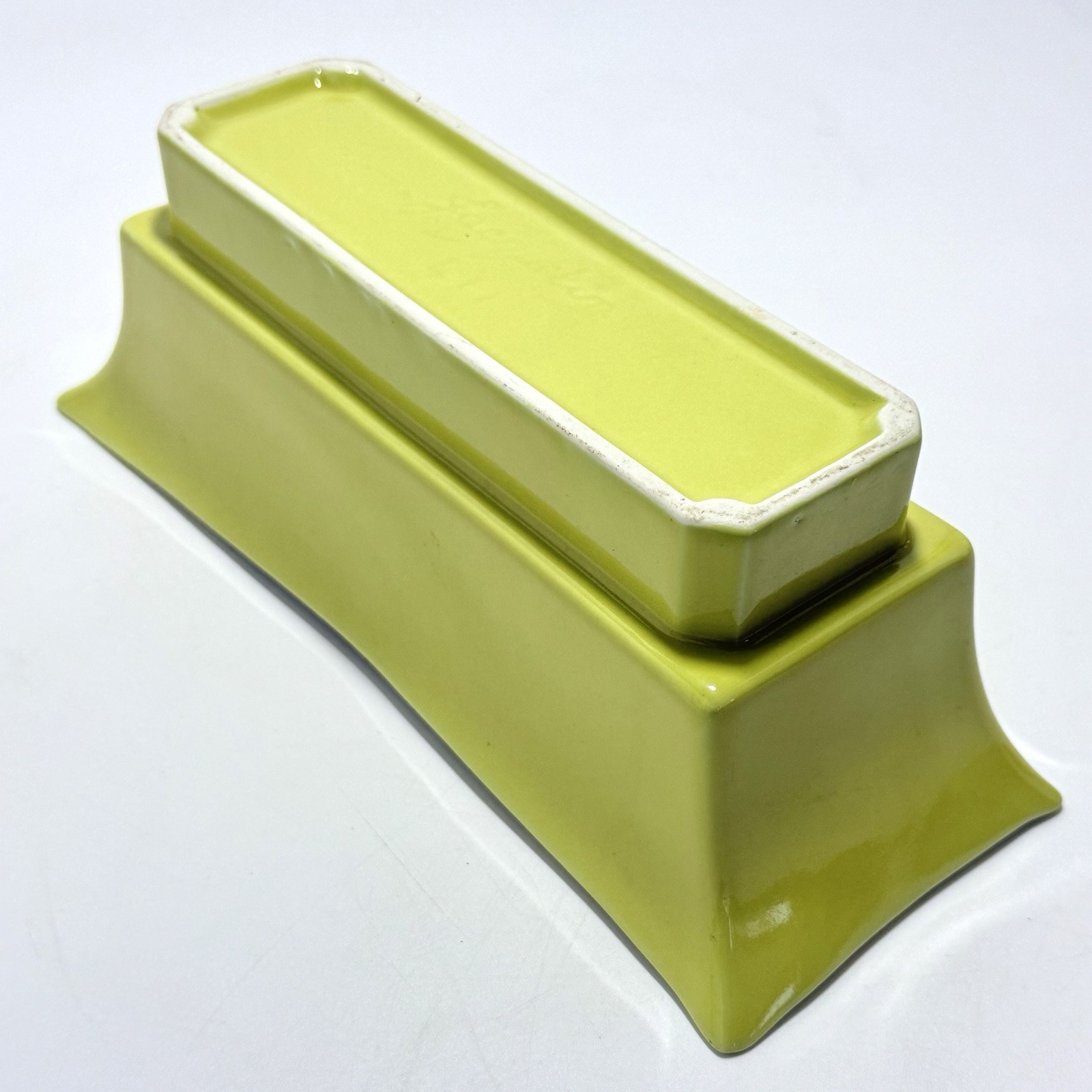 Mid-Century Vintage Jacqueline 411 Chartreuse Green Ceramic Pottery Planter MCM