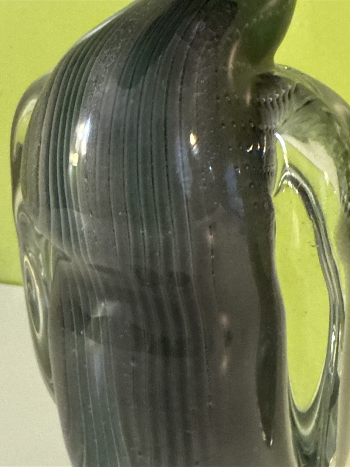 Vintage Alfredo Barbini VAMSA Murano Green Glass Duck Sfumato Bullicante, 11.5”
