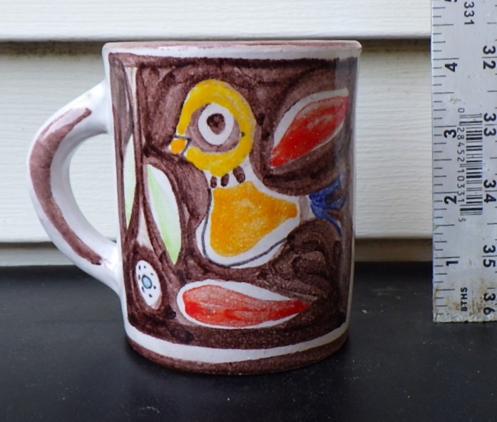 Vintage GIOVANNI DE SIMONE 72 “Yellow Bird” Cubist Mug/Cup DESIMONE Italy