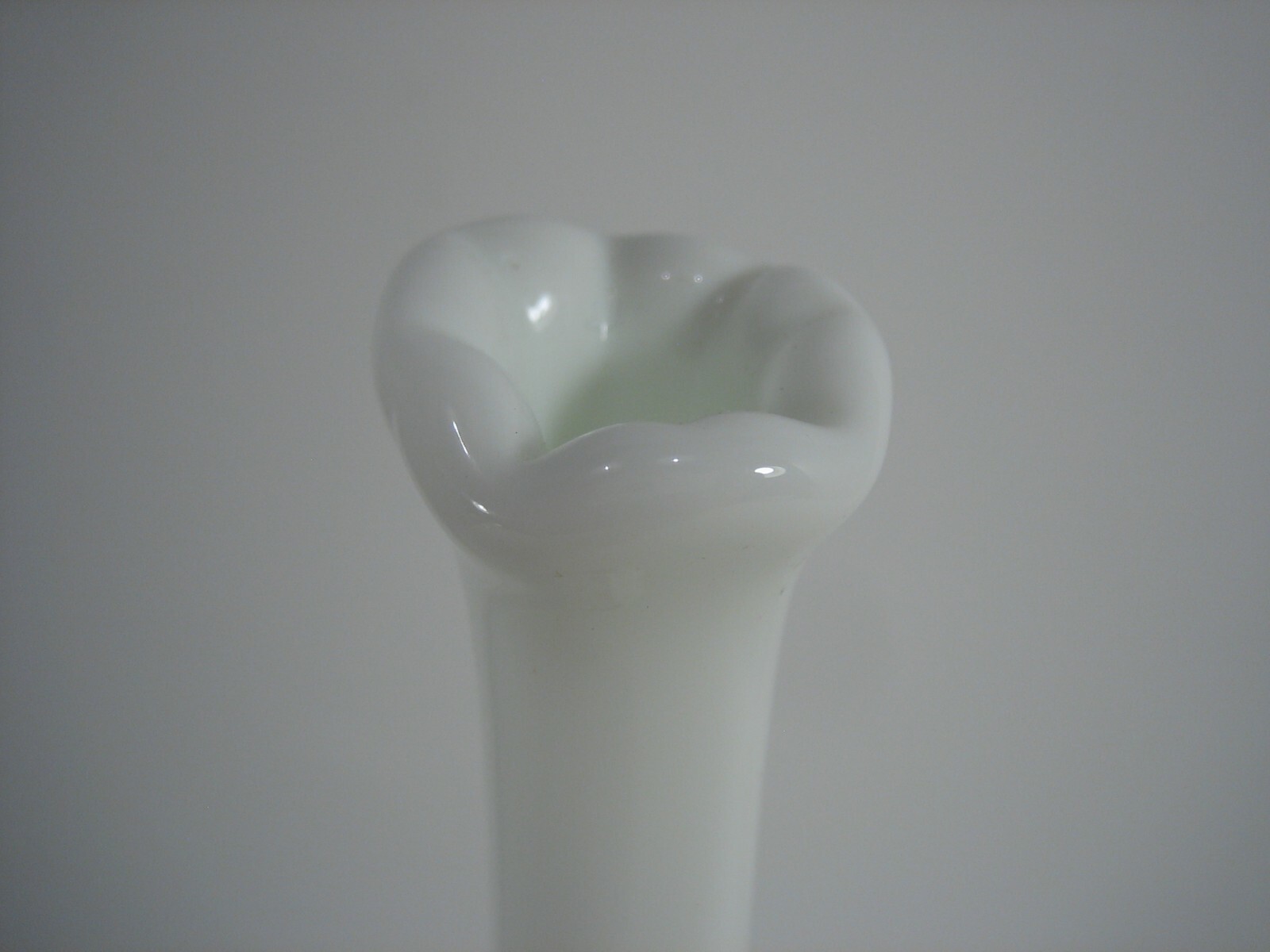 7 3/4 Inch Milk Glass Bud Vase Signed “Hand Painted By S. Fisher”