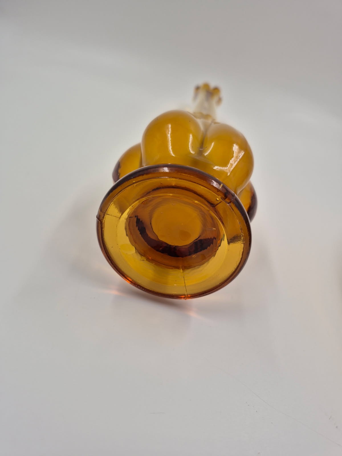 Vintage Amber Slag Glass Swung Pedestal Vase – 12.25″T x 3″L x 2.25″W @ Base