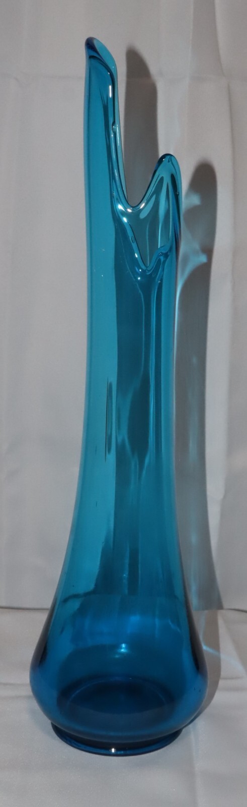 Vintage LE Smith Peacock Blue Swung Smoothie Fat Bottom Vase 19”
