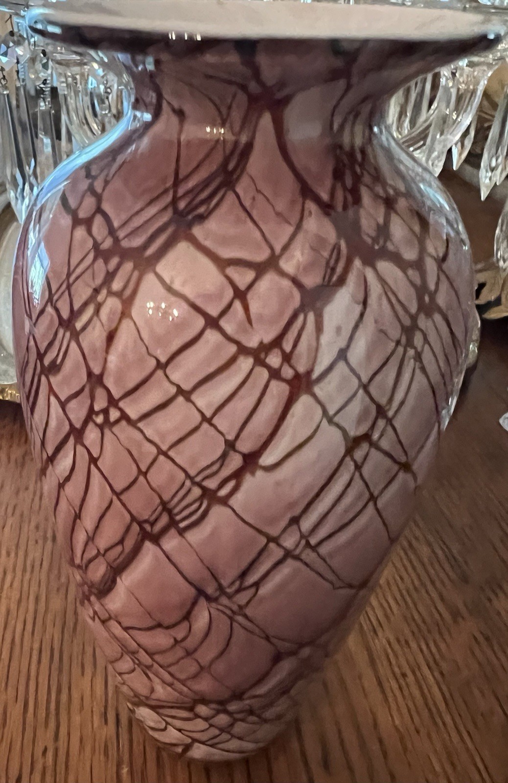 Michel Nourot Studio Vase Pink Marble Series Cased Glass Signed David Lindsey