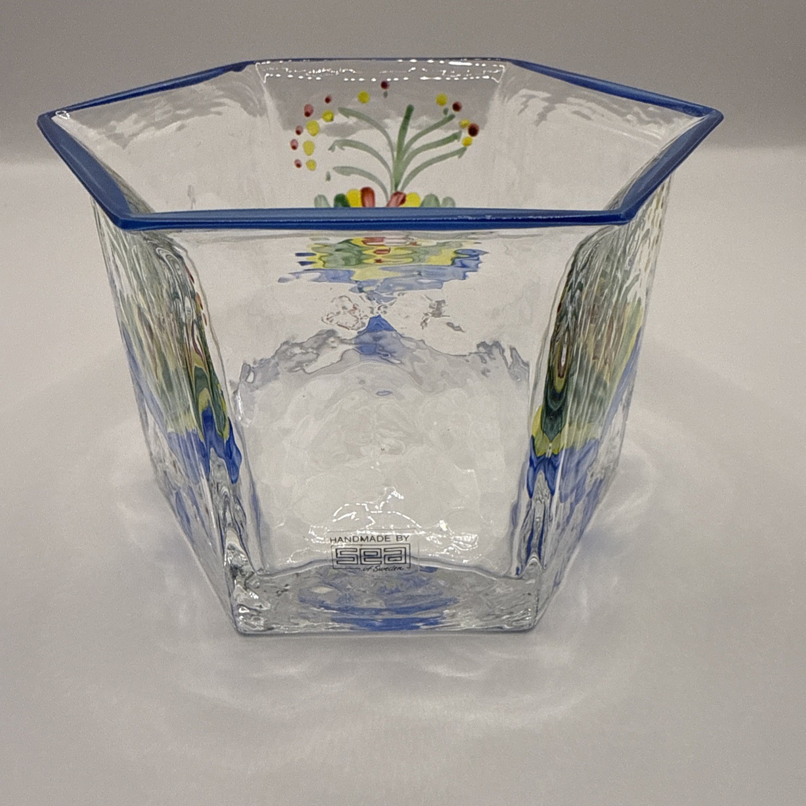 Vintage Sea Sweden Rune Strand Kosta Boda Art Glass Vase MCM Danish Modern