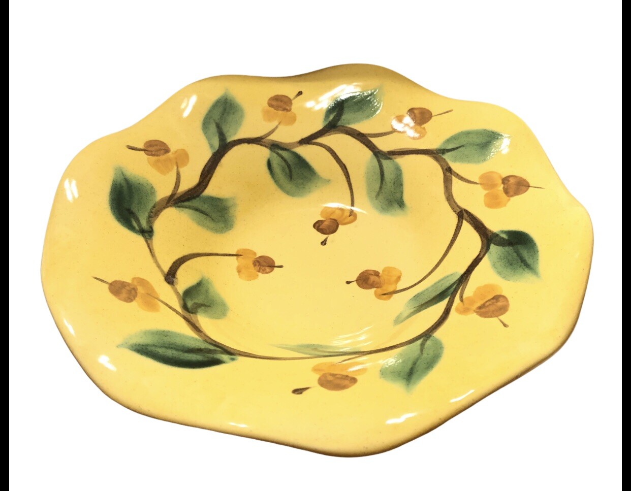 Gail Pittman Signed Siena Ruffled 10.5″ Compote Bowl/Candle Holder Hand Painted