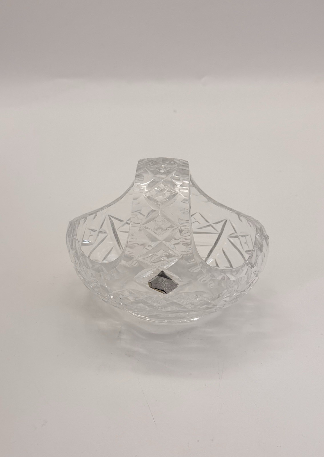 Vintage Edinburgh Crystal Cut Glass Basket Bowl Handle Bon Bon Dish