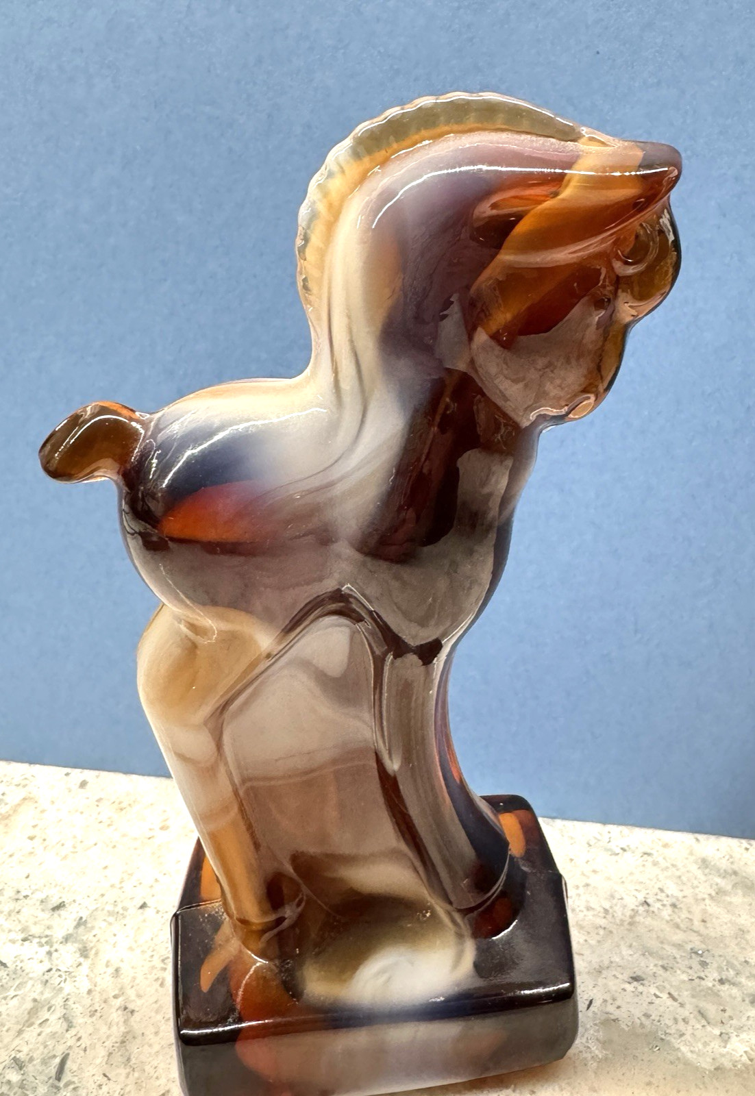 Vintage Caramel SLAG IMPERIAL GLASS Standing Colt Original Tag MINT! End O’ Day